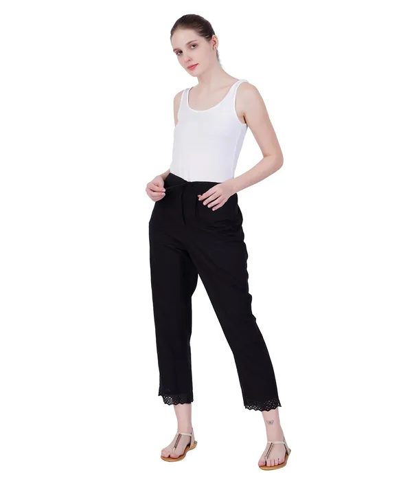 Black_Ethnic_Hokaba_Work_100%_Cotton_Pant_For_Women,_Crafted_Stylish_Trouser,_Drawstring_Comfort_-_For_Office,_Party_&_Outdoor_Wear