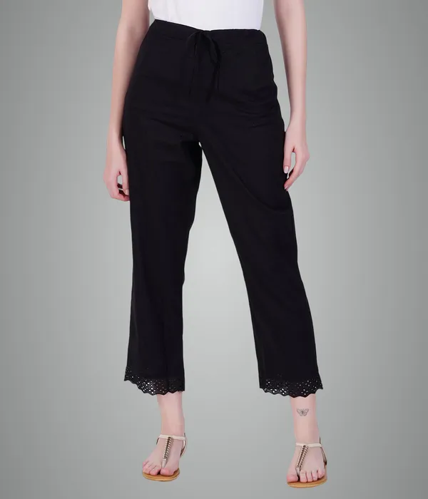 Black_Ethnic_Hokaba_Work_100%_Cotton_Pant_For_Women,_Crafted_Stylish_Trouser,_Drawstring_Comfort_-_For_Office,_Party_&_Outdoor_Wear