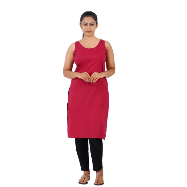 Burgundy_Maroon_Full_Knee_Length_Cotton_Camisole_Inner_Long_Slip_For_Women_-_Firm_Not_Stretchable_Slip_Lining_For_Kurti_And_Chikankari_Suits/Tops_-_Suits_Summer_And_Winter