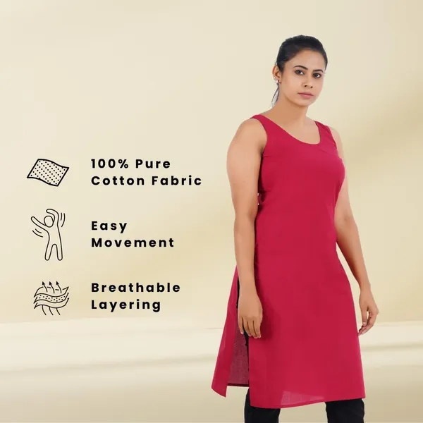 Burgundy_Maroon_Full_Knee_Length_Cotton_Camisole_Inner_Long_Slip_For_Women_-_Firm_Not_Stretchable_Slip_Lining_For_Kurti_And_Chikankari_Suits/Tops_-_Suits_Summer_And_Winter