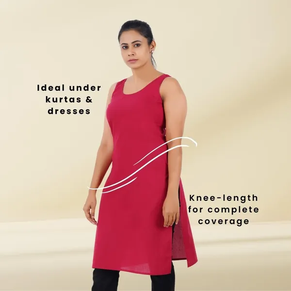 Burgundy_Maroon_Full_Knee_Length_Cotton_Camisole_Inner_Long_Slip_For_Women_-_Firm_Not_Stretchable_Slip_Lining_For_Kurti_And_Chikankari_Suits/Tops_-_Suits_Summer_And_Winter
