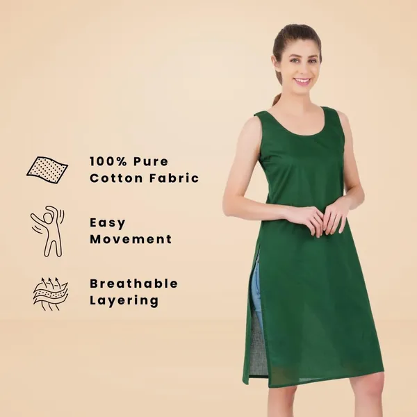Dark_Green_Full_Knee_Length_Cotton_Camisole_Inner_Long_Slip_For_Women_-_Firm_Not_Stretchable_Slip_Lining_For_Kurti_And_Chikankari_Suits/Tops_-_Suits_Summer_And_Winter