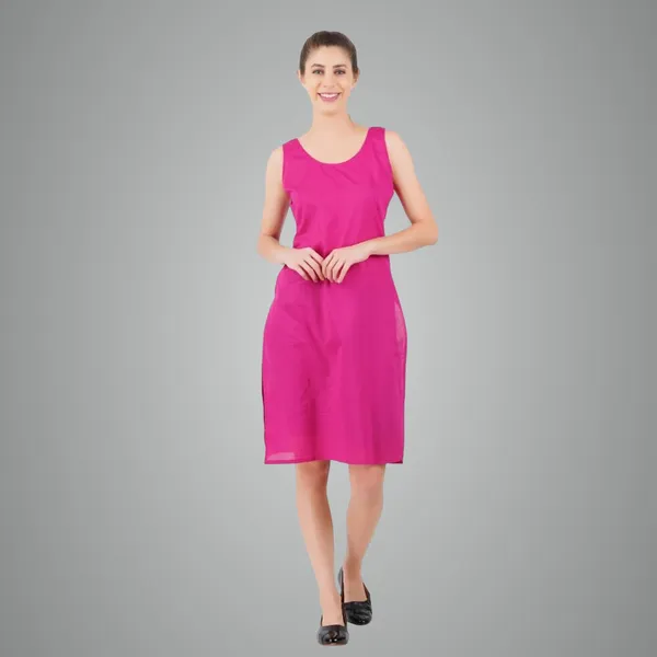 Fushia_Pink_Full_Knee_Length_Cotton_Camisole_Inner_Long_Slip_For_Women_-_Firm_Not_Stretchable_Slip_Lining_For_Kurti_And_Chikankari_Suits/Tops_-_Suits_Summer_And_Winter