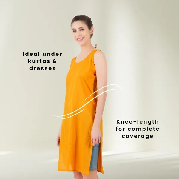 Fire_Yellow_Full_Knee_Length_Cotton_Camisole_Inner_Long_Slip_For_Women_-_Firm_Not_Stretchable_Slip_Lining_For_Kurti_And_Chikankari_Suits/Tops_-_Suits_Summer_And_Winter