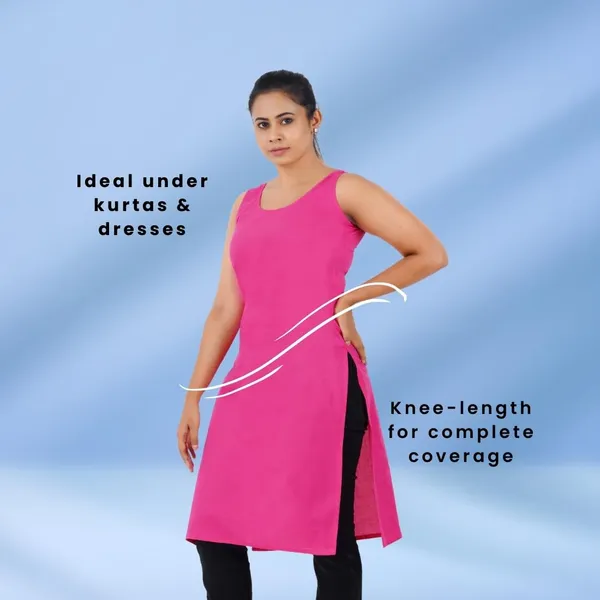 Hot_Pink_Full_Knee_Length_Cotton_Camisole_Inner_Long_Slip_For_Women_-_Firm_Not_Stretchable_Slip_Lining_For_Kurti_And_Chikankari_Suits/Tops_-_Suits_Summer_And_Winter