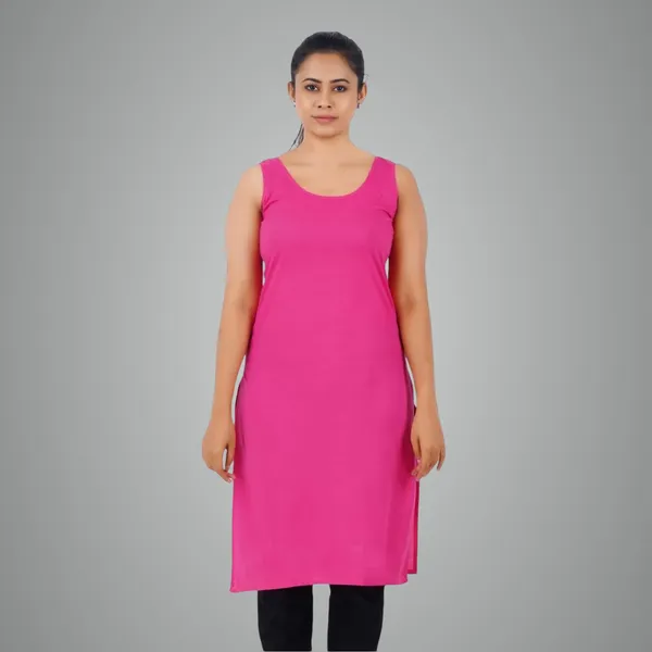 Happy Bunny Hot Pink Full Knee Length Cotton Camisole Inner Long Slip For  Women Firm Not Stretchable Slip Lining For Kurti And Chikankari  Suits/Tops