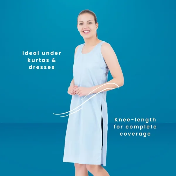 Light_Blue_Full_Knee_Length_Cotton_Camisole_Inner_Long_Slip_For_Women_-_Firm_Not_Stretchable_Slip_Lining_For_Kurti_And_Chikankari_Suits/Tops_-_Suits_Summer_And_Winter