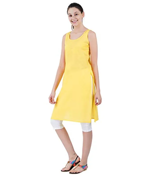 Lemon_Yellow_Full_Knee_Length_Cotton_Camisole_Inner_Long_Slip_For_Women_-_Firm_Not_Stretchable_Slip_Lining_For_Kurti_And_Chikankari_Suits/Tops_-_Suits_Summer_And_Winter