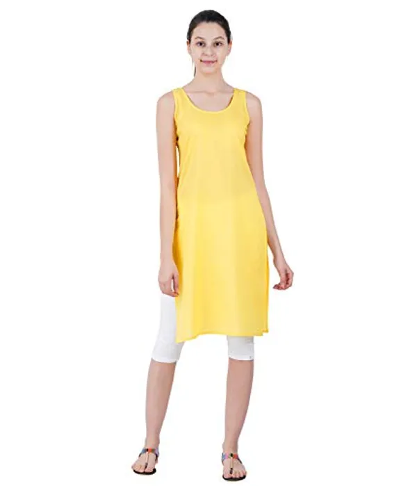 Lemon_Yellow_Full_Knee_Length_Cotton_Camisole_Inner_Long_Slip_For_Women_-_Firm_Not_Stretchable_Slip_Lining_For_Kurti_And_Chikankari_Suits/Tops_-_Suits_Summer_And_Winter