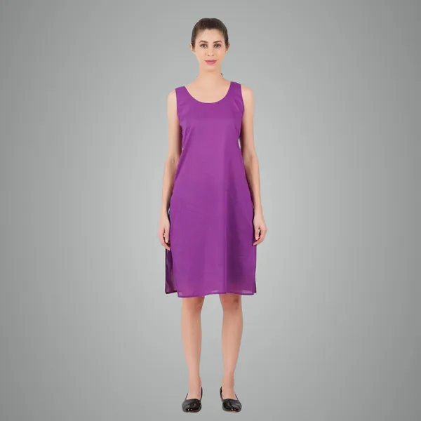 Happy Bunny Magenta Violet Full Knee Length Cotton Camisole Inner Long Slip  For Women Firm Not Stretchable Slip Lining For Kurti And Chikankari