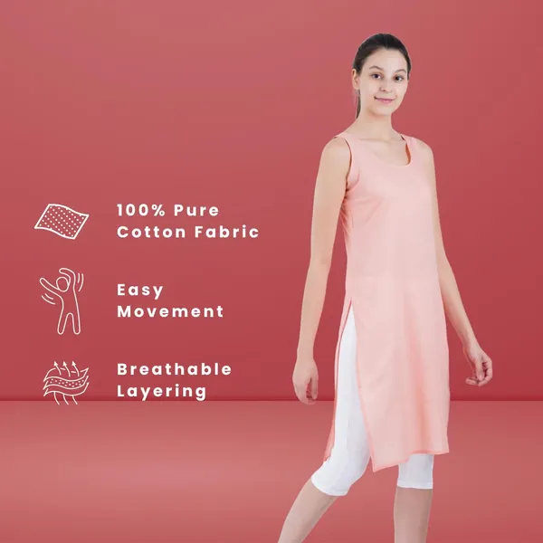 Peach_Full_Knee_Length_Cotton_Camisole_Inner_Long_Slip_For_Women_-_Firm_Not_Stretchable_Slip_Lining_For_Kurti_And_Chikankari_Suits/Tops_-_Suits_Summer_And_Winter