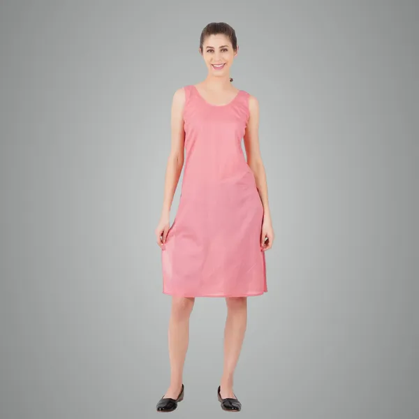 Happy Bunny Shell Pink Full Knee Length Cotton Camisole Inner Long Slip For  Women Firm Not Stretchable Slip Lining For Kurti And Chikankari