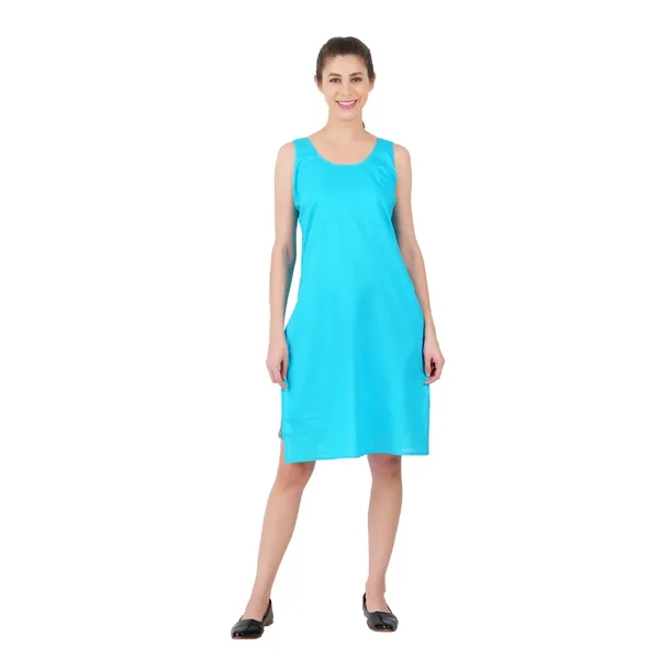 Turq_Blue_Full_Knee_Length_Cotton_Camisole_Inner_Long_Slip_For_Women_-_Firm_Not_Stretchable_Slip_Lining_For_Kurti_And_Chikankari_Suits/Tops_-_Suits_Summer_And_Winter