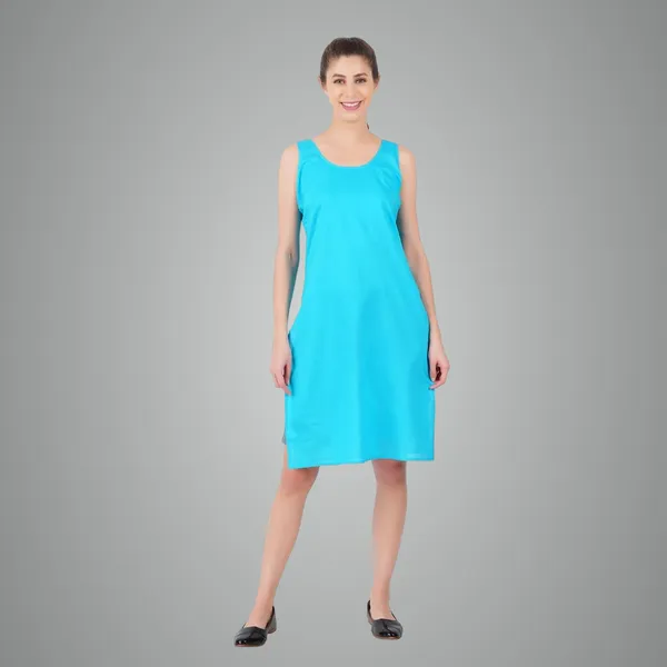 Turq_Blue_Full_Knee_Length_Cotton_Camisole_Inner_Long_Slip_For_Women_-_Firm_Not_Stretchable_Slip_Lining_For_Kurti_And_Chikankari_Suits/Tops_-_Suits_Summer_And_Winter