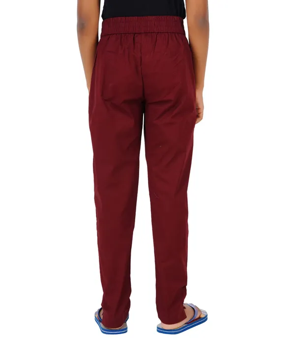 Burgundy_Maroon_Girls_Cotton_Pants_-_Stretchable_-Solid_Cigarette/Pencil_Style_-Ankle_Fit_-Outdoor_|_School_Wear