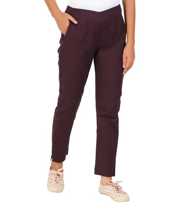 Coffee_Brown_Girls_Cotton_Pants_-_Stretchable_-Solid_Cigarette/Pencil_Style_-Ankle_Fit_-Outdoor_|_School_Wear