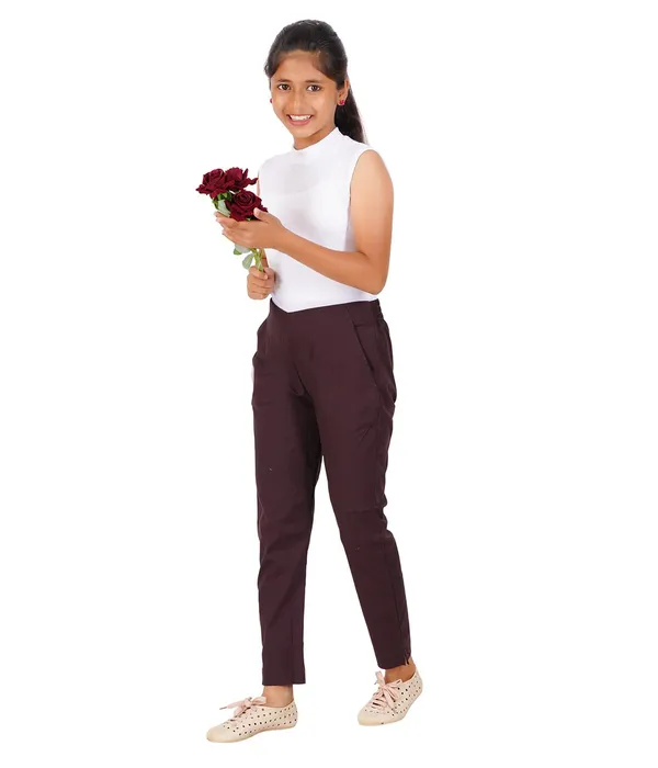 Coffee_Brown_Girls_Cotton_Pants_-_Stretchable_-Solid_Cigarette/Pencil_Style_-Ankle_Fit_-Outdoor_|_School_Wear