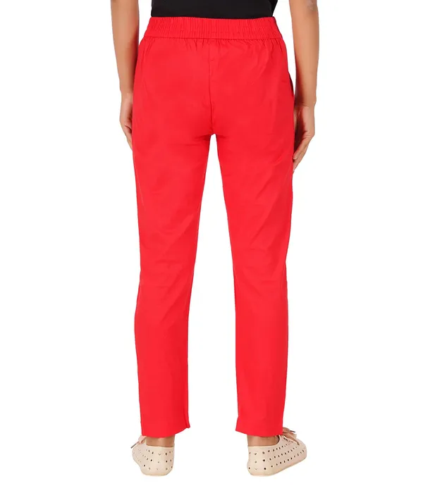 Chilly_Red_Girls_Cotton_Pants_-_Stretchable_-Solid_Cigarette/Pencil_Style_-Ankle_Fit_-Outdoor_|_School_Wear