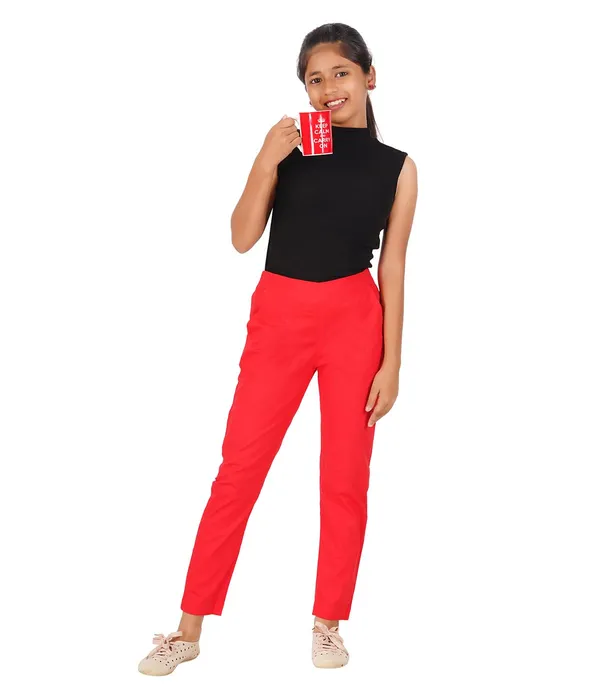 Chilly_Red_Girls_Cotton_Pants_-_Stretchable_-Solid_Cigarette/Pencil_Style_-Ankle_Fit_-Outdoor_|_School_Wear