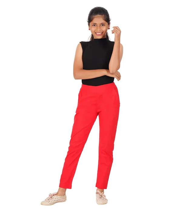 Chilly_Red_Girls_Cotton_Pants_-_Stretchable_-Solid_Cigarette/Pencil_Style_-Ankle_Fit_-Outdoor_|_School_Wear