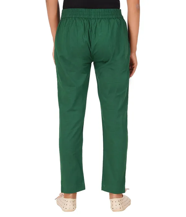 Dark_Green_Girls_Cotton_Pants_-_Stretchable_-Solid_Cigarette/Pencil_Style_-Ankle_Fit_-Outdoor_|_School_Wear