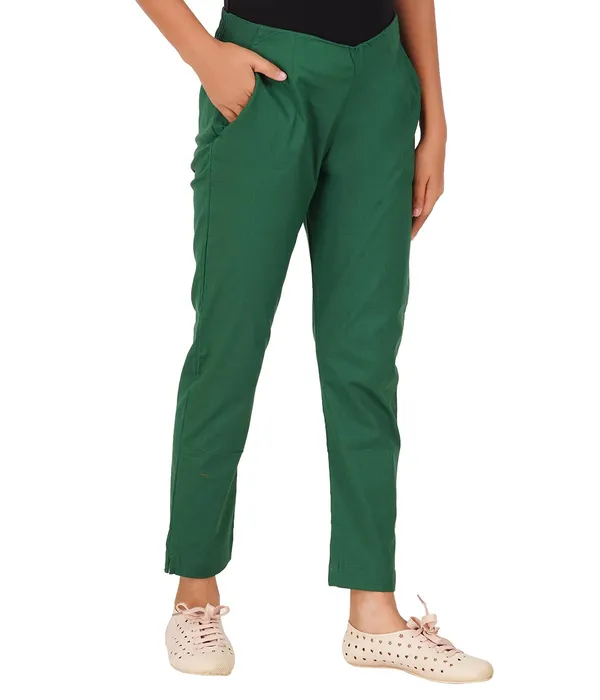 Dark_Green_Girls_Cotton_Pants_-_Stretchable_-Solid_Cigarette/Pencil_Style_-Ankle_Fit_-Outdoor_|_School_Wear