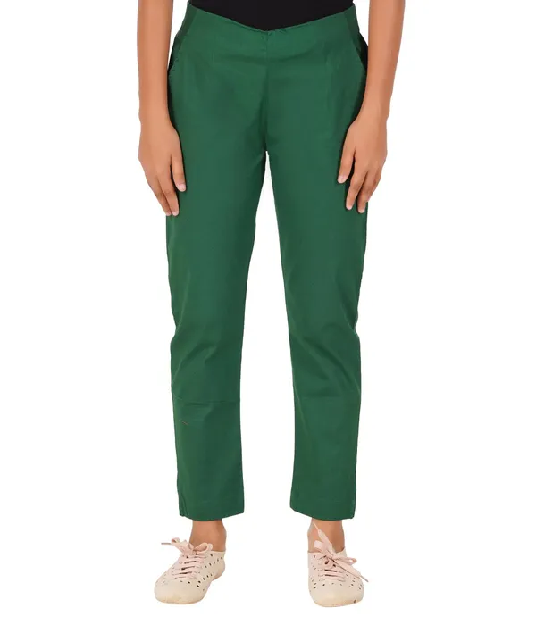 Dark_Green_Girls_Cotton_Pants_-_Stretchable_-Solid_Cigarette/Pencil_Style_-Ankle_Fit_-Outdoor_|_School_Wear