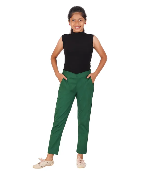 Dark_Green_Girls_Cotton_Pants_-_Stretchable_-Solid_Cigarette/Pencil_Style_-Ankle_Fit_-Outdoor_|_School_Wear