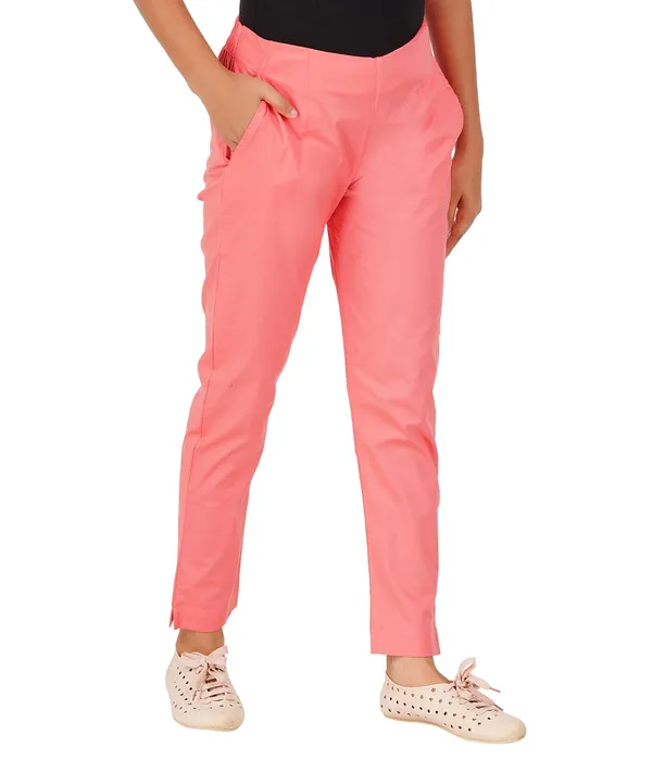 Deep_Sea_Coral_Girls_Cotton_Pants_-_Stretchable_-Solid_Cigarette/Pencil_Style_-Ankle_Fit_-Outdoor_|_School_Wear