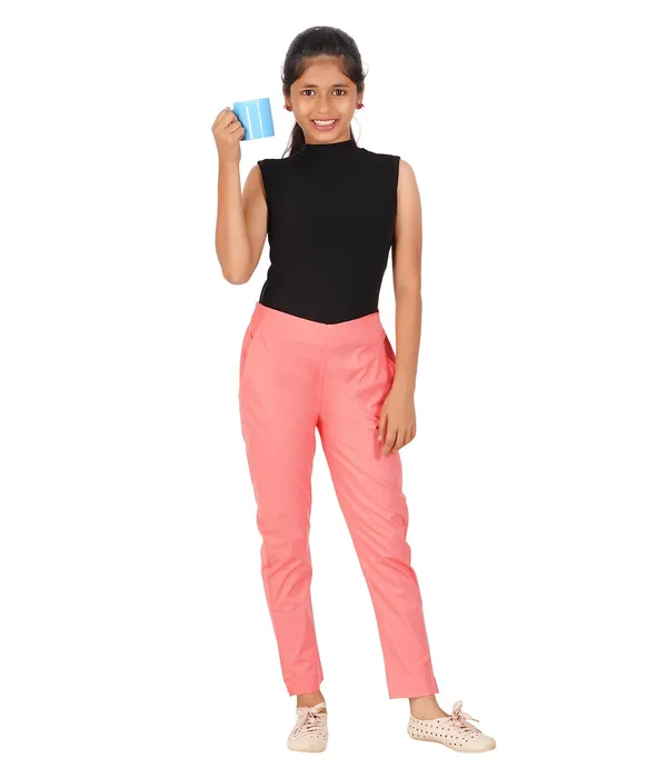 Deep_Sea_Coral_Girls_Cotton_Pants_-_Stretchable_-Solid_Cigarette/Pencil_Style_-Ankle_Fit_-Outdoor_|_School_Wear