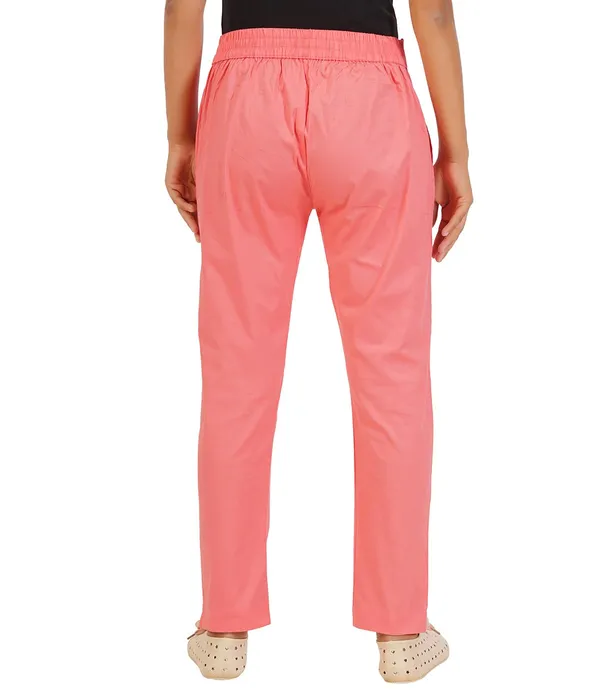 Deep_Sea_Coral_Girls_Cotton_Pants_-_Stretchable_-Solid_Cigarette/Pencil_Style_-Ankle_Fit_-Outdoor_|_School_Wear