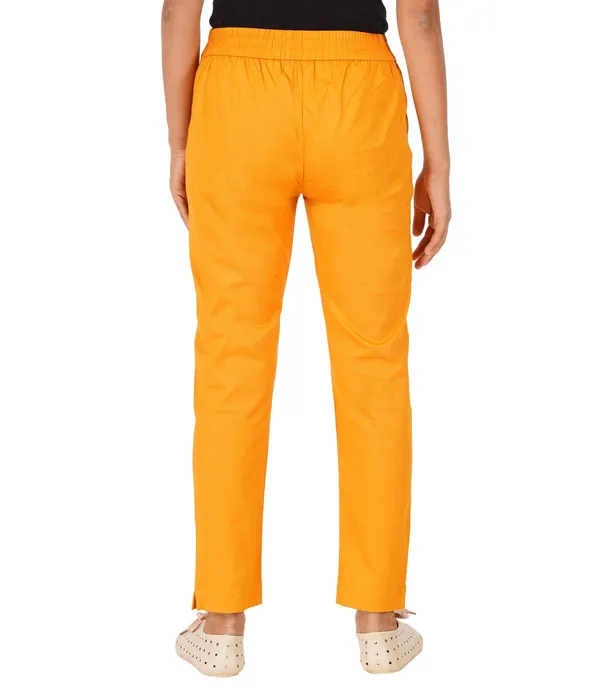 Fire_Yellow_Girls_Cotton_Pants_-_Stretchable_-Solid_Cigarette/Pencil_Style_-Ankle_Fit_-Outdoor_|_School_Wear