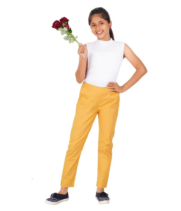 Honey_Mustard_Girls_Cotton_Pants_-_Stretchable_-Solid_Cigarette/Pencil_Style_-Ankle_Fit_-Outdoor_|_School_Wear