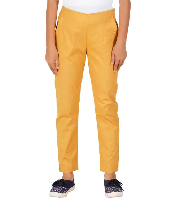 Honey_Mustard_Girls_Cotton_Pants_-_Stretchable_-Solid_Cigarette/Pencil_Style_-Ankle_Fit_-Outdoor_|_School_Wear