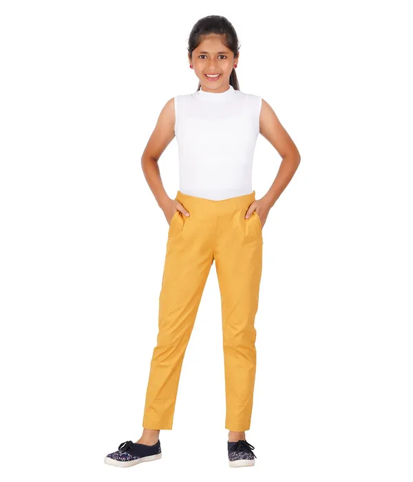 Honey_Mustard_Girls_Cotton_Pants_-_Stretchable_-Solid_Cigarette/Pencil_Style_-Ankle_Fit_-Outdoor_|_School_Wear