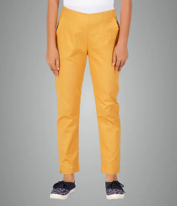 Honey_Mustard_Girls_Cotton_Pants_-_Stretchable_-Solid_Cigarette/Pencil_Style_-Ankle_Fit_-Outdoor_|_School_Wear