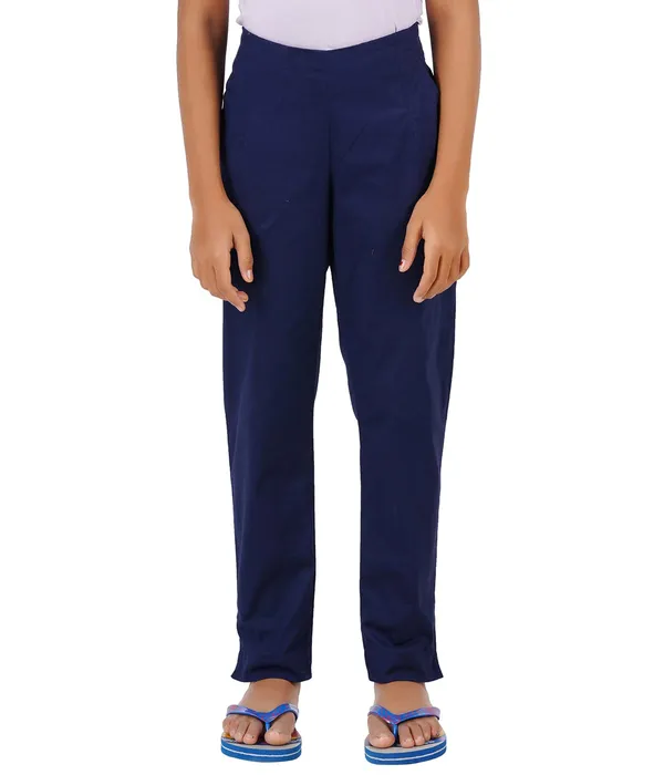 Midnight_Blue_Girls_Cotton_Pants_-_Stretchable_-Solid_Cigarette/Pencil_Style_-Ankle_Fit_-Outdoor_|_School_Wear