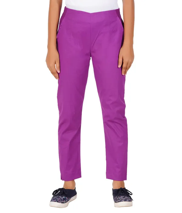 Magenta_Violet_Girls_Cotton_Pants_-_Stretchable_-Solid_Cigarette/Pencil_Style_-Ankle_Fit_-Outdoor_|_School_Wear