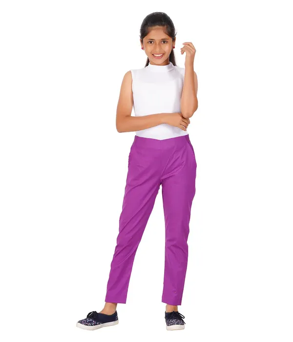 Magenta_Violet_Girls_Cotton_Pants_-_Stretchable_-Solid_Cigarette/Pencil_Style_-Ankle_Fit_-Outdoor_|_School_Wear