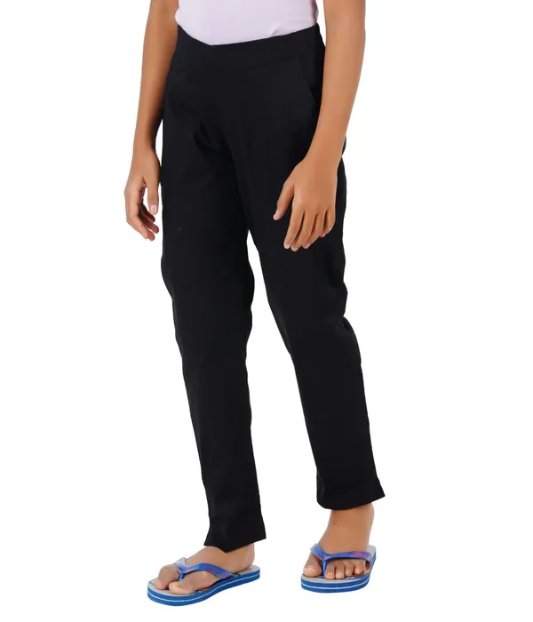 Black_Girls_Cotton_Pants_-_Stretchable_-Solid_Cigarette/Pencil_Style_-Ankle_Fit_-Outdoor_|_School_Wear