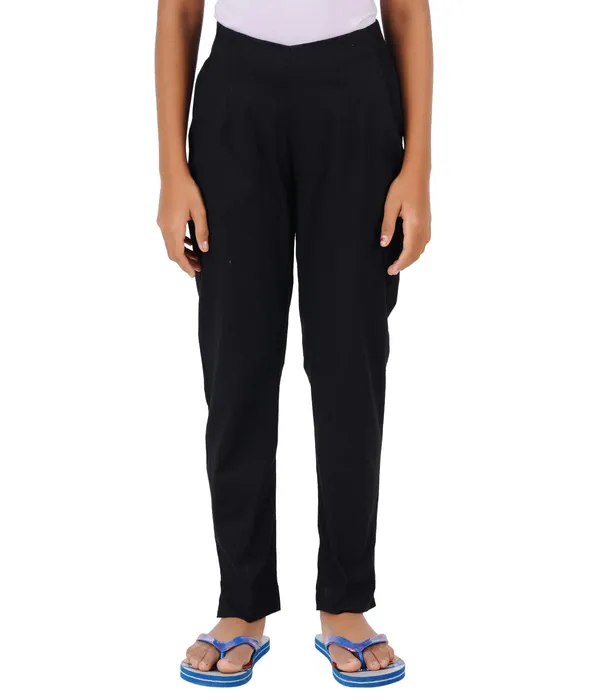 Black_Girls_Cotton_Pants_-_Stretchable_-Solid_Cigarette/Pencil_Style_-Ankle_Fit_-Outdoor_|_School_Wear