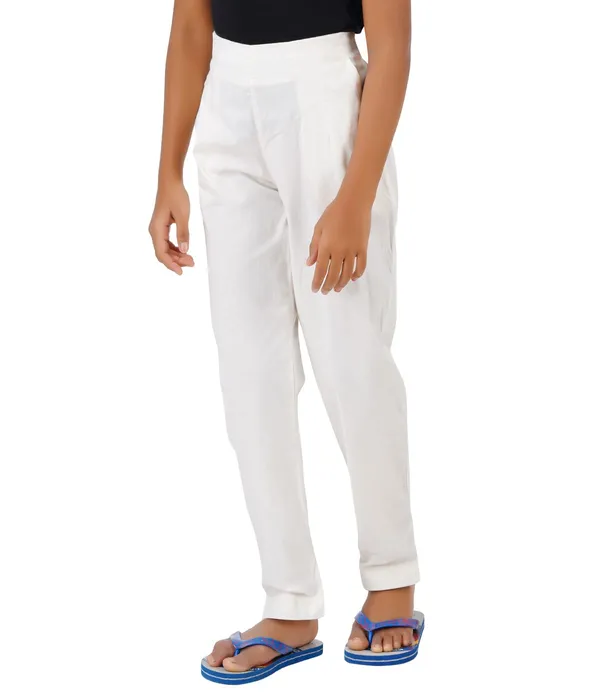 Off_White_Girls_Cotton_Pants_-_Stretchable_-Solid_Cigarette/Pencil_Style_-Ankle_Fit_-Outdoor_|_School_Wear
