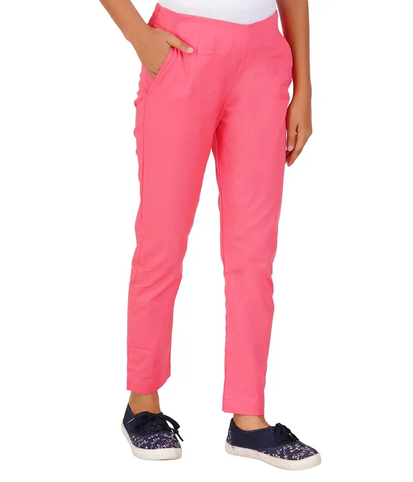 Paradise_Pink_Girls_Cotton_Pants_-_Stretchable_-Solid_Cigarette/Pencil_Style_-Ankle_Fit_-Outdoor_|_School_Wear