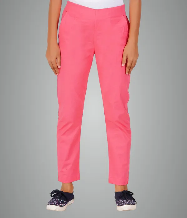Paradise_Pink_Girls_Cotton_Pants_-_Stretchable_-Solid_Cigarette/Pencil_Style_-Ankle_Fit_-Outdoor_|_School_Wear