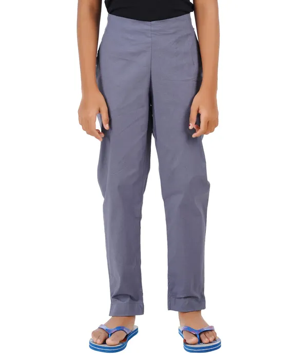 Steel_Grey_Girls_Cotton_Pants_-_Stretchable_-Solid_Cigarette/Pencil_Style_-Ankle_Fit_-Outdoor_|_School_Wear