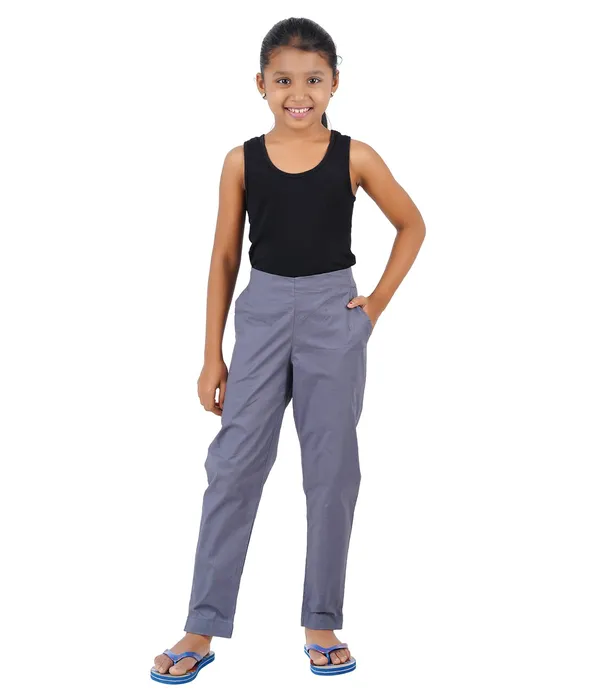 Steel_Grey_Girls_Cotton_Pants_-_Stretchable_-Solid_Cigarette/Pencil_Style_-Ankle_Fit_-Outdoor_|_School_Wear
