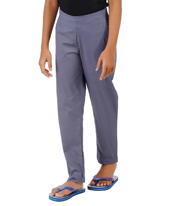 Steel_Grey_Girls_Cotton_Pants_-_Stretchable_-Solid_Cigarette/Pencil_Style_-Ankle_Fit_-Outdoor_|_School_Wear