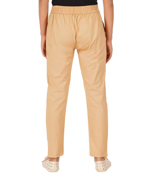 Tan_Girls_Cotton_Pants_-_Stretchable_-Solid_Cigarette/Pencil_Style_-Ankle_Fit_-Outdoor_|_School_Wear