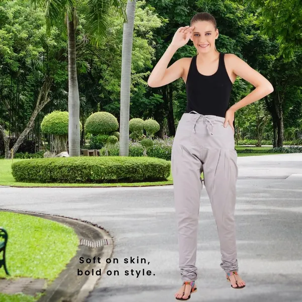 Alloy_Grey_Cotton_Ethnic_Churidar/Gathering_Pants_For_Women,_Drawstring_Waist,_Ethnic_Regular_Fit_For_Office,_Party_&_Outdoor_Wear