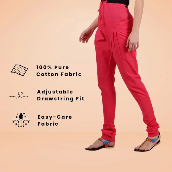 Apple_Peach_Cotton_Ethnic_Churidar/Gathering_Pants_For_Women,_Drawstring_Waist,_Ethnic_Regular_Fit_For_Office,_Party_&_Outdoor_Wear